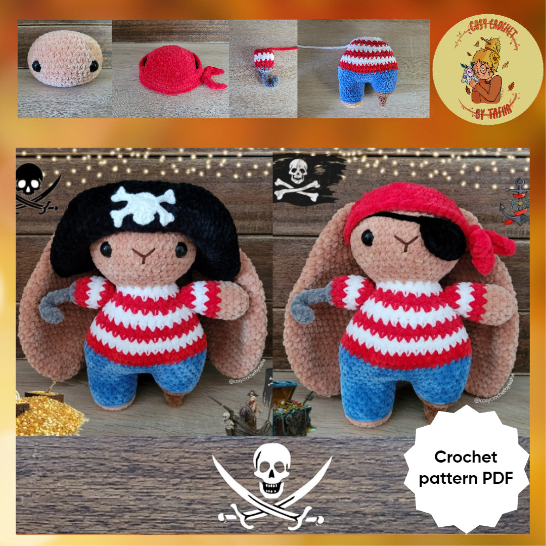 DIGITAL CROCHET PATTERN: John-Paul Jones the Pirate Bunny