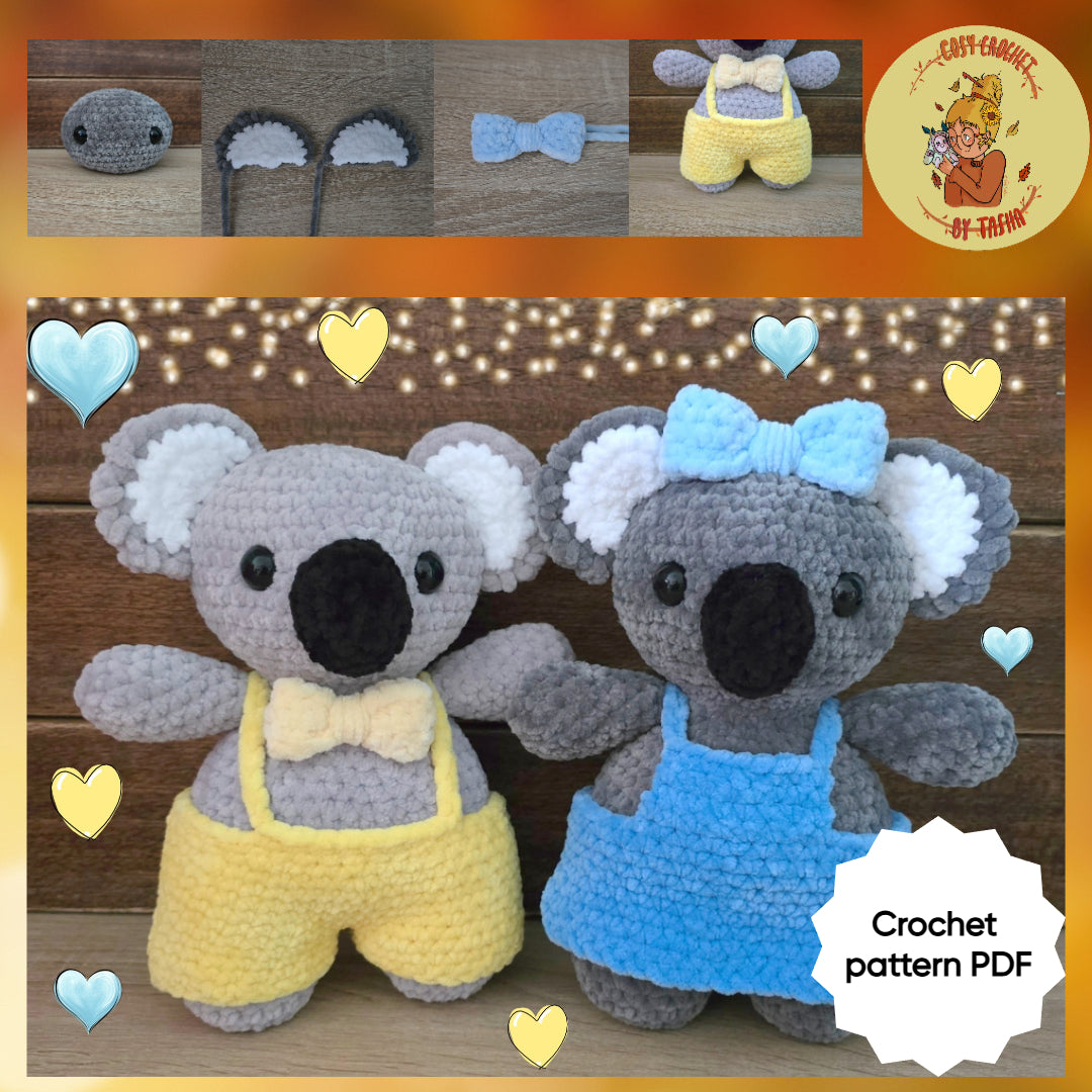 DIGITAL CROCHET PATTERN: Kiki & Kenny the koalas
