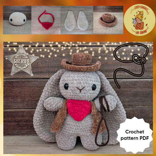 DIGITAL CROCHET PATTERN: Bandit the Cowboy Bunny