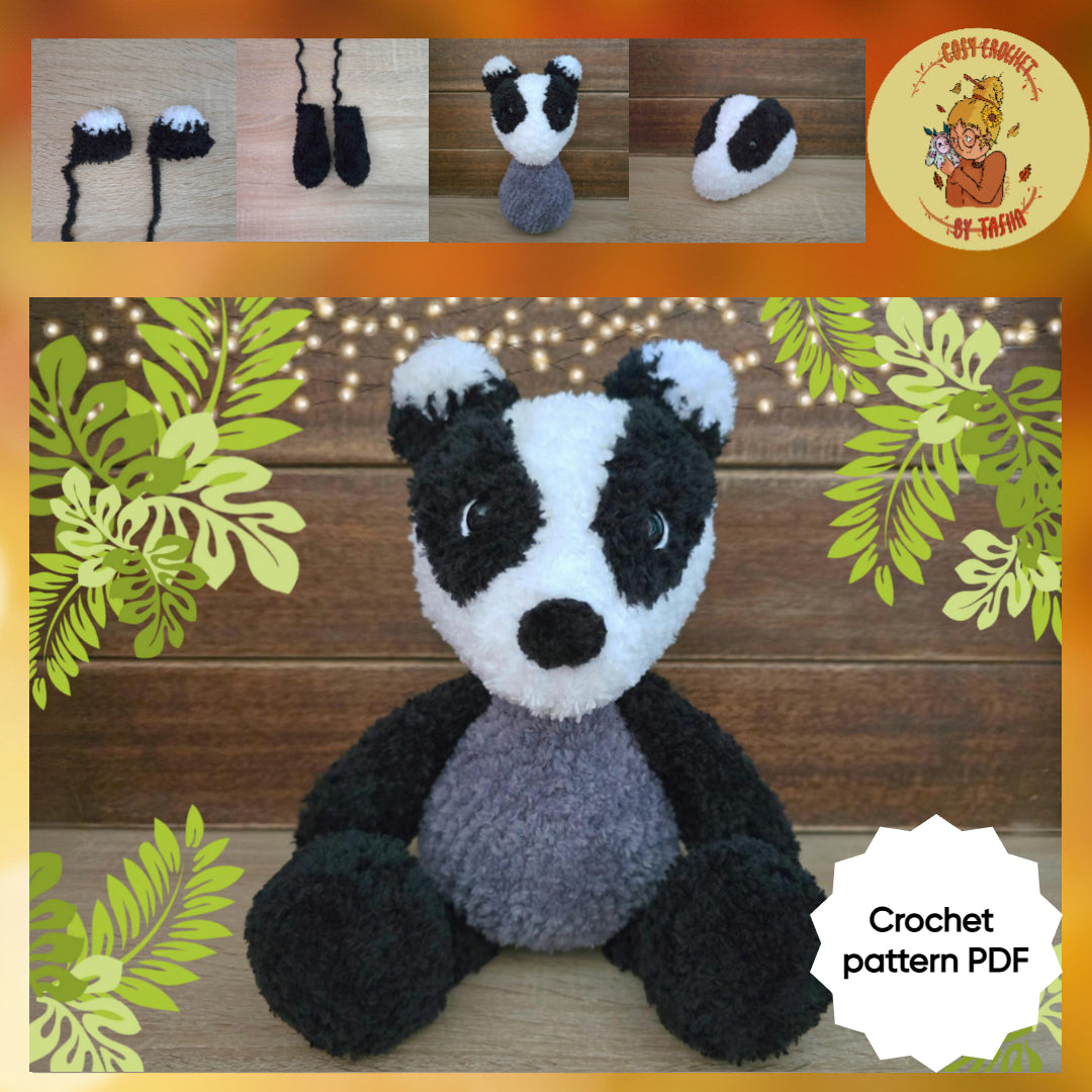 DIGITAL CROCHET PATTERN: Benny the Badger