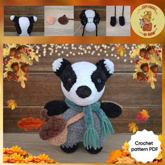 DIGITAL CROCHET PATTERN: Bertie the Badger