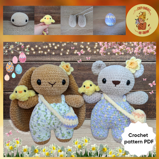 DIGITAL CROCHET PATTERN: April the Easter bunny & May the Easter bear