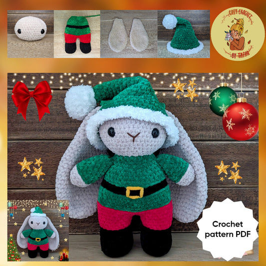 DIGITAL CROCHET PATTERN: Eve the Christmas Elf Bunny