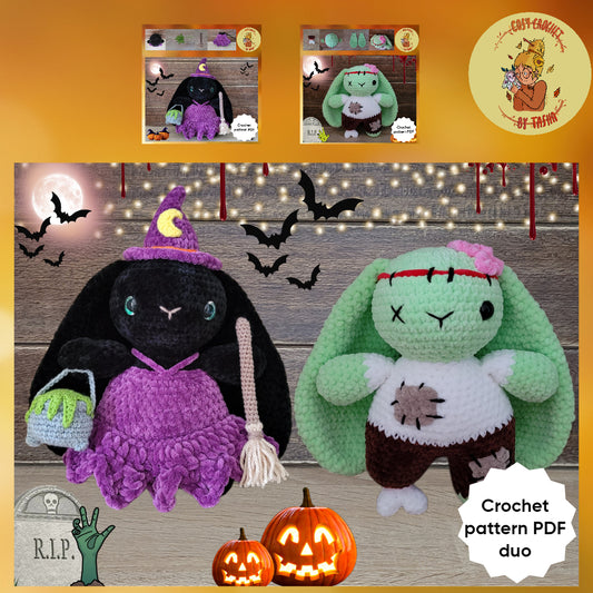 DIGITAL CROCHET PATTERN DUO: Halloween Bunnies