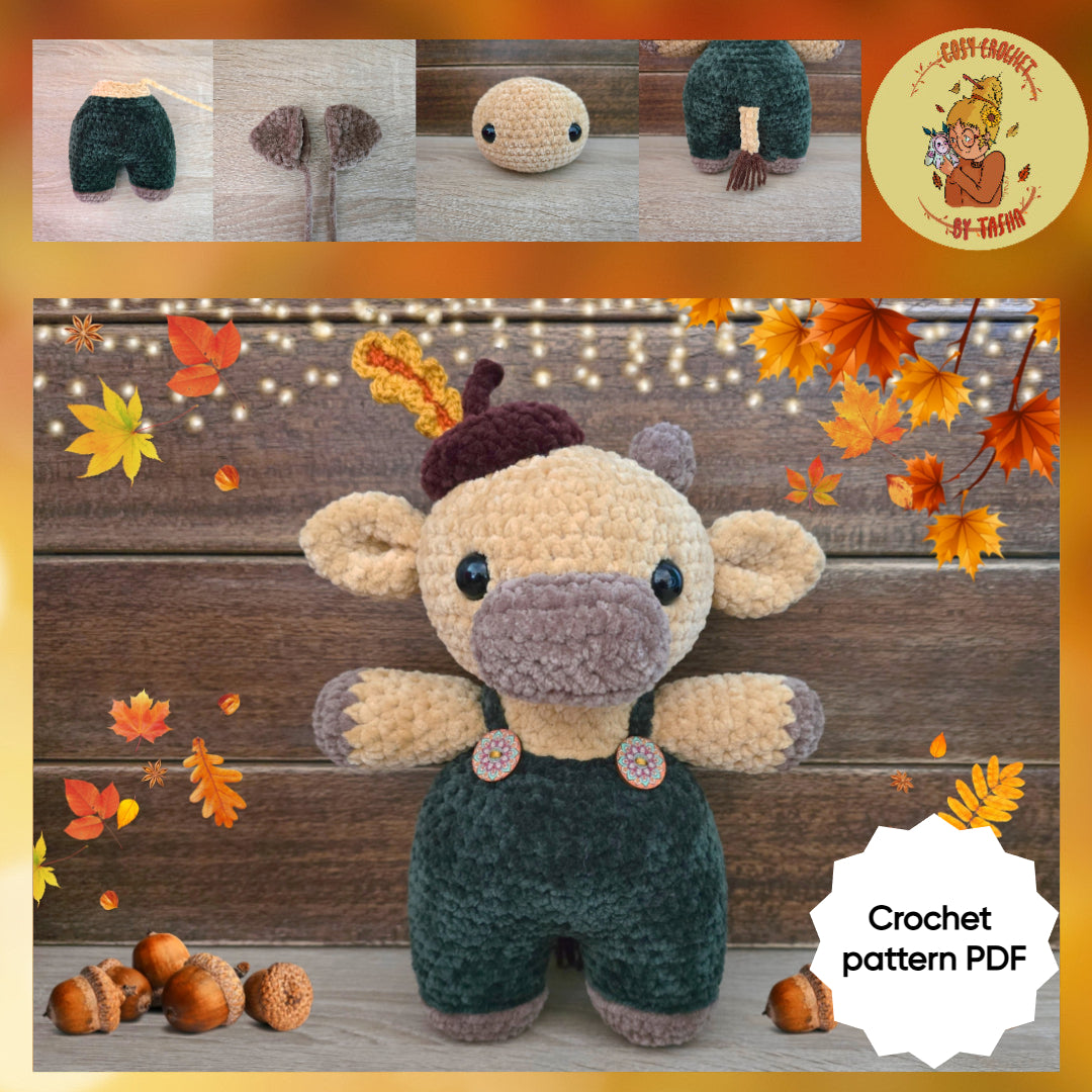 DIGITAL CROCHET PATTERN: Harvest the Acorn Cow