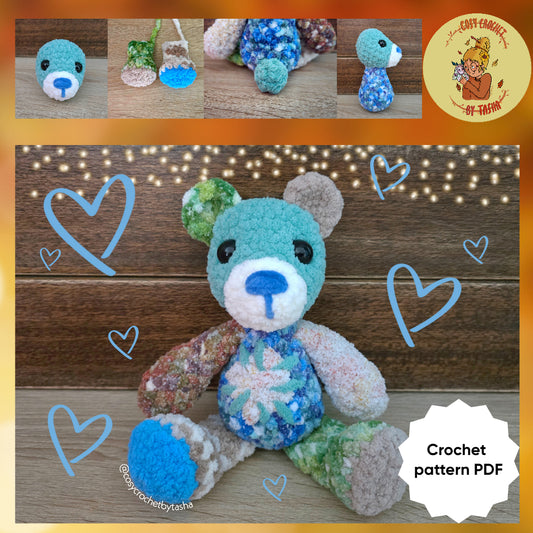 DIGITAL CROCHET PATTERN: Mini Scrappy Bear