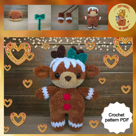 DIGITAL CROCHET PATTERN: Mistletoe the Gingerbread Deer