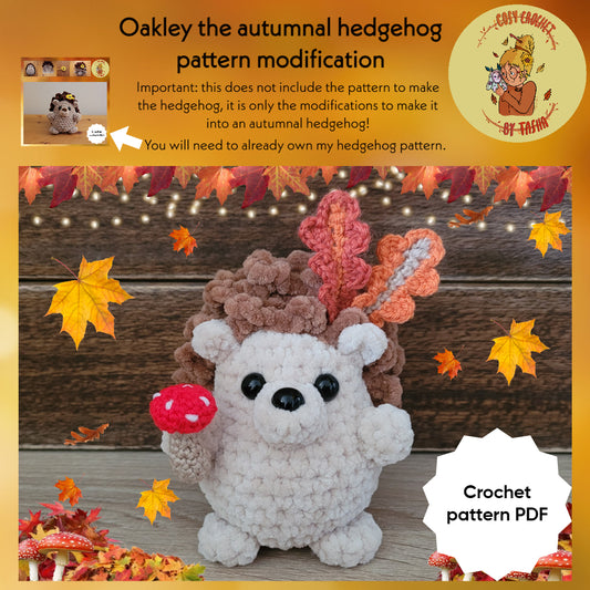 DIGITAL CROCHET PATTERN: Oakley the Autumnal Hedgehog - modification