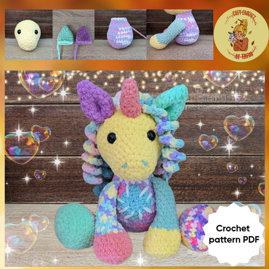 DIGITAL CROCHET PATTERN: Raggedy Unicorn