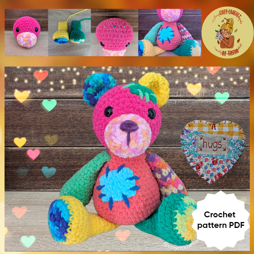 DIGITAL CROCHET PATTERN: Scrappy Bear