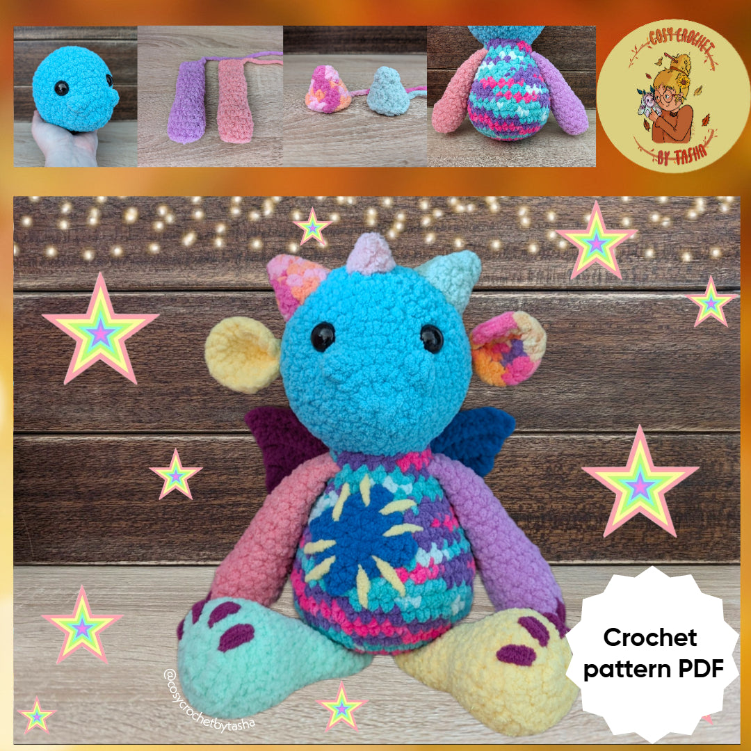 DIGITAL CROCHET PATTERN: Scruffy Dragon