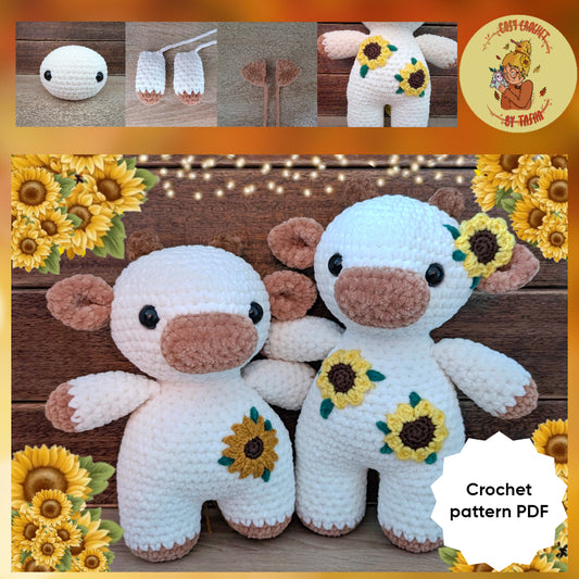 DIGITAL CROCHET PATTERN: Sunny & Aster the Sunflower Cows