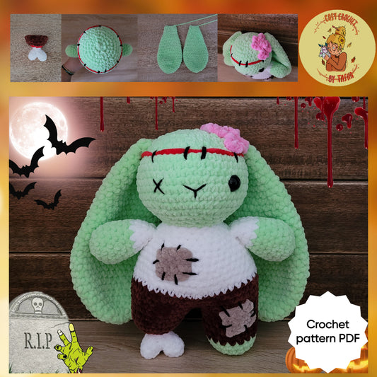 DIGITAL CROCHET PATTERN: Zoey the Zombie Bunny