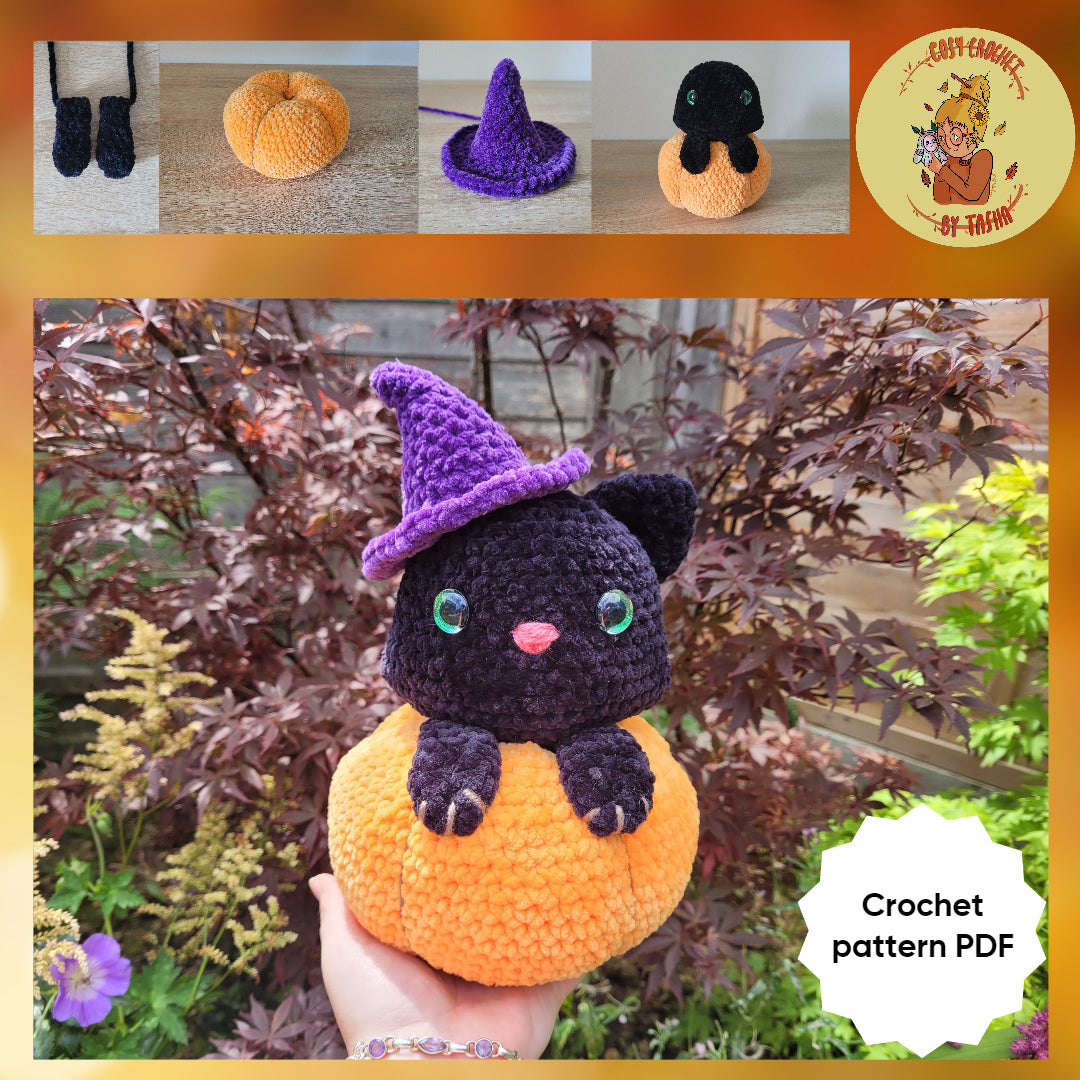 DIGITAL CROCHET PATTERN: Jack the Pumpkin Kitty