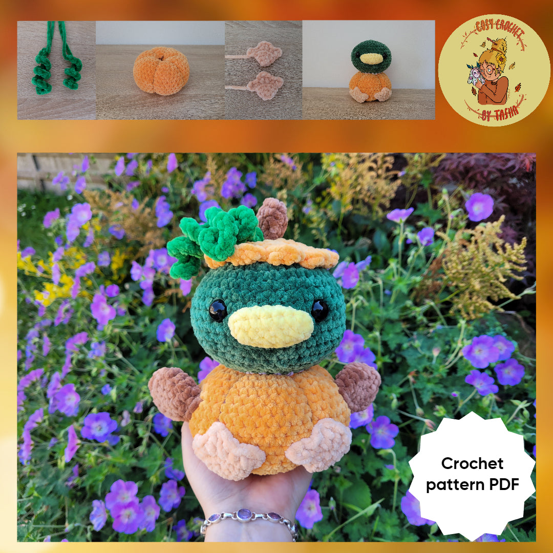 DIGITAL CROCHET PATTERN: Puck the Pumpkin Duck