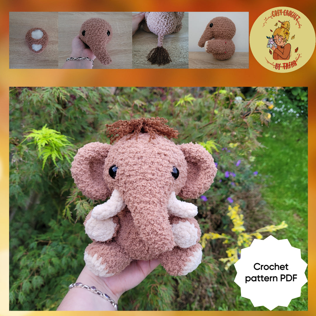 DIGITAL CROCHET PATTERN: Manny the Woolly Mammoth